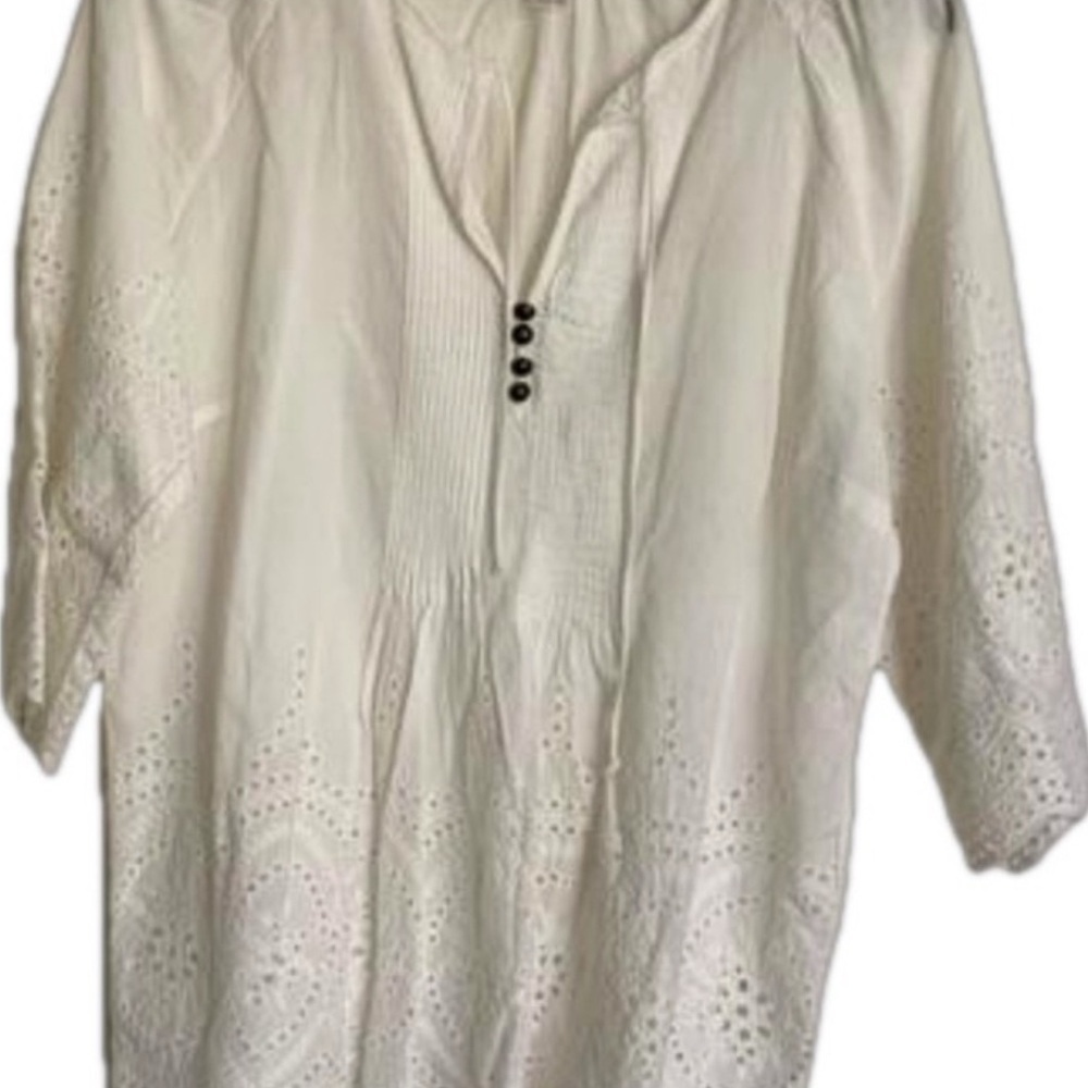 Renuar white cotton, eyelet tunic size medium